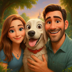 Custom Pixar-Style Cartoon Portrait | Personalized Digital Artwork of Couples, Families & Pets | Unique Gift Illustration