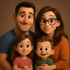 Custom Pixar-Style Cartoon Portrait | Personalized Digital Artwork of Couples, Families & Pets | Unique Gift Illustration