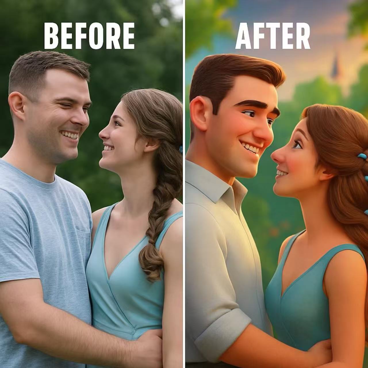 Custom Pixar-Style Cartoon Portrait | Personalized Digital Artwork of Couples, Families & Pets | Unique Gift Illustration